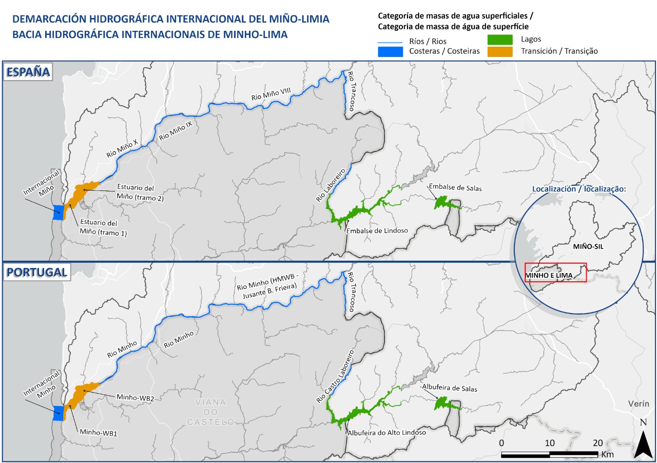 2_Plano categoría masas de agua Miño- Limia