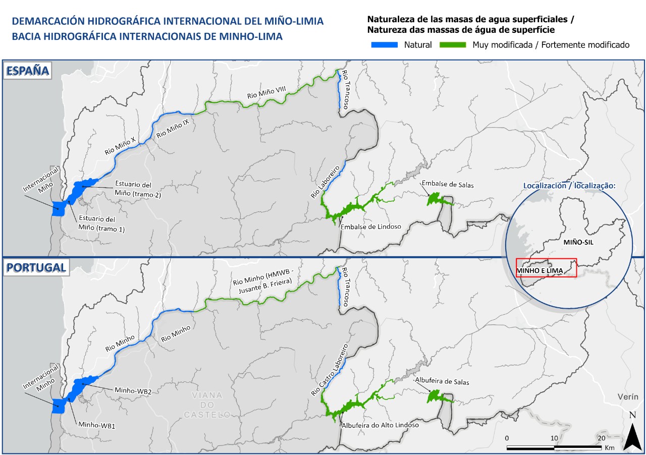 2_Plano categoría masas de agua Miño- Limia